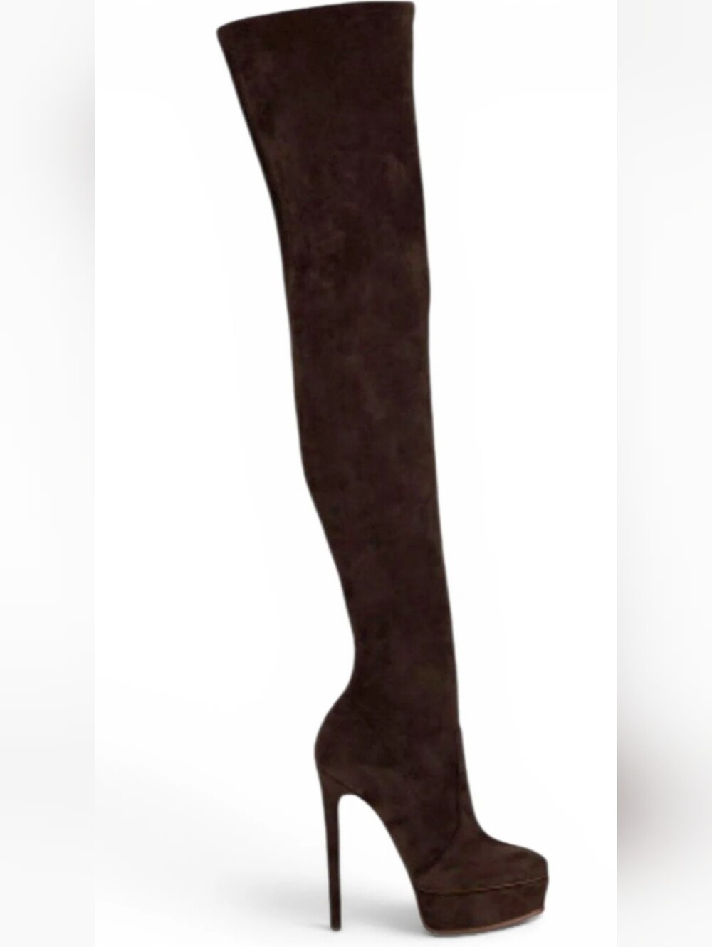 Casadei- FLORA-Dark Brown Over-the-Knee Platform Stiletto Boots